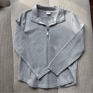 J. Crew Light Gray and White Striped Pullover